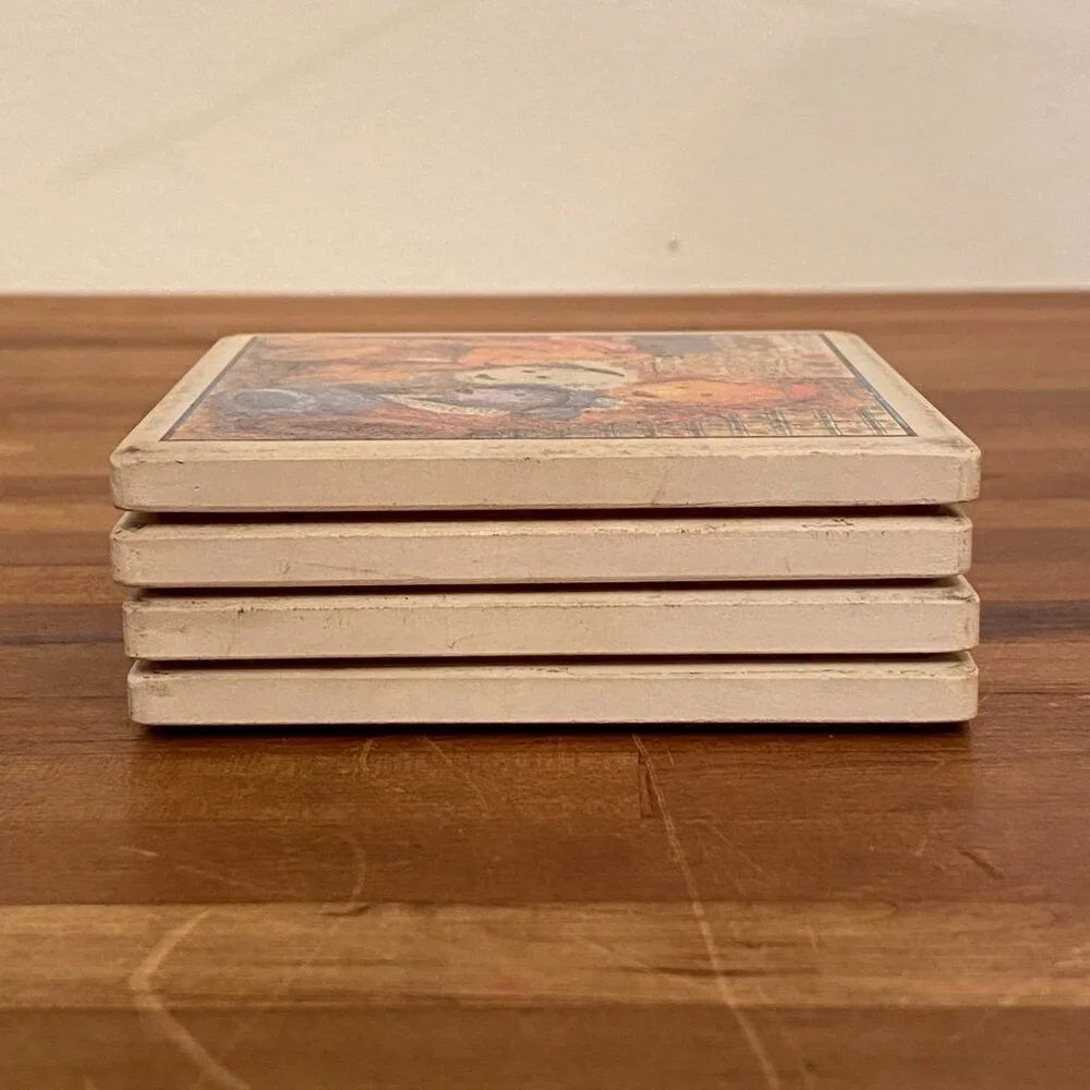Vintage Teddy Bear Coasters Set of 4
